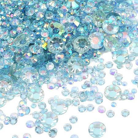 Electroplated Transparent Flat Back Resin Rhinestone Cabochons RESI-XCP0002-44B-1