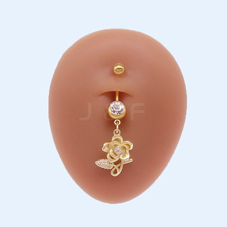 316L Surgical Stainless Steel Micro Pave Clear Cubic Zirconia Belly Rings FS-WGA8928-07-1