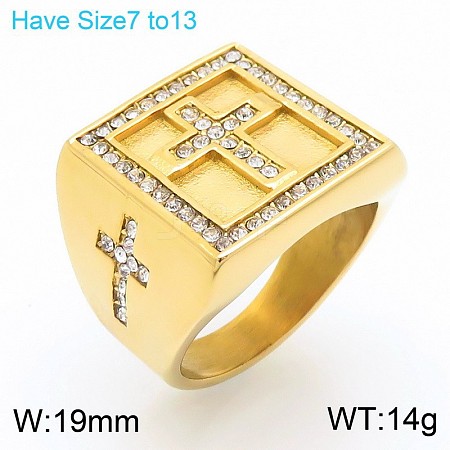 304 Stainless Steel Cubic Zirconia Finger Rings for Men FS-WG9BEFD-08-1