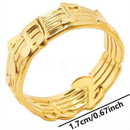 Stainless Steel Music Note Open Cuff Ring for Unisex TF1587-2-1