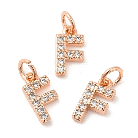 Brass Micro Pave Grade AAA Cubic Zirconia Charms ZIRC-P067-11RG-F-NR-1