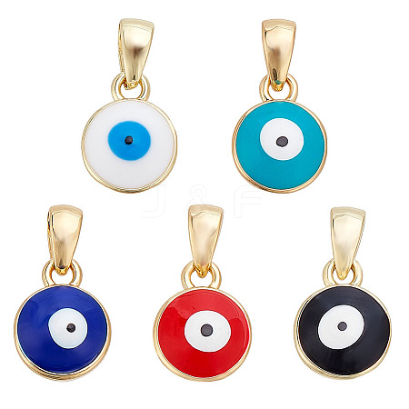 5Pcs 5 Colors Brass Enamel Charms KK-HY0004-03-1
