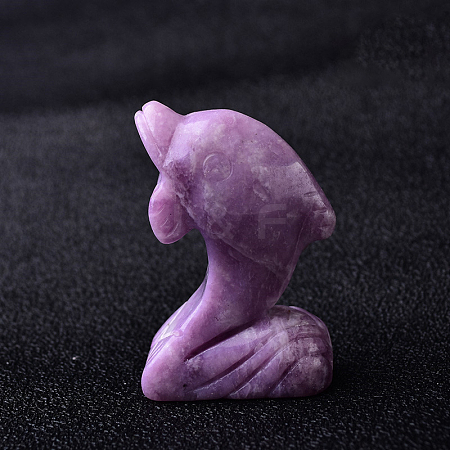 Natural Lepidolite Carved Healing Dolphin Figurines PW-WG41348-03-1