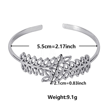 Elegant and Stylish Design Hollow Leaf 304 Stainless Steel Cuff Bangles for Women TH3419-1-1