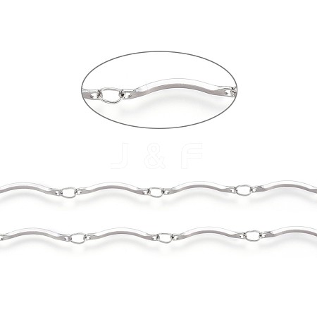 Tarnish Resistant Handmade 304 Stainless Steel Scalloped Bar Link Chains CHS-L024-006P-1