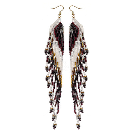 Bohemian Tassel Seed Beaded Dangle Earrings for Women IY6434-1-1