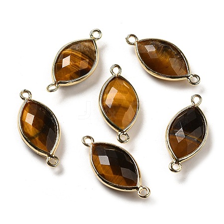 Natural Tiger Eye Faceted Connector Charms G-K347-03G-20-1