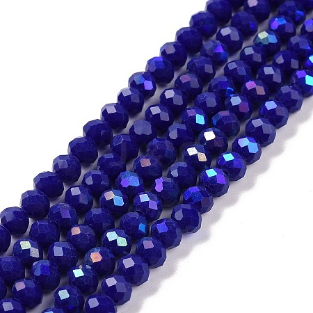 Electroplate Opaque Solid Color Glass Beads Strands EGLA-A034-P1mm-L12-1