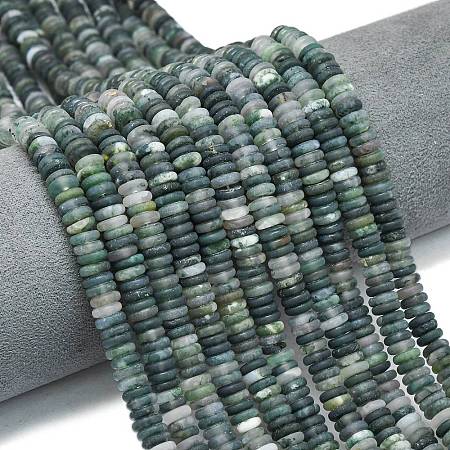 Frosted Natural Moss Agate Beads Strands G-K389-C37-01-1
