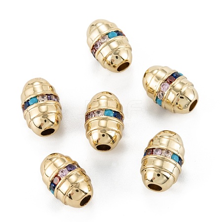 Brass Pave Cubic Zirconia Beads X-ZIRC-P089-23A-G01-1