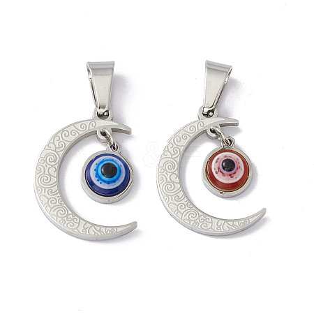 304 Stainless Steel Resin Pendants STAS-A062-40P-1