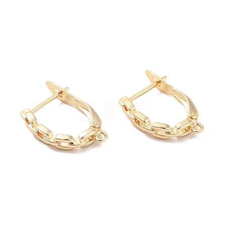 Cross Chain Shape Rack Plating Brass Hoop Earring Findings with Latch Back Closure KK-D083-07G-1