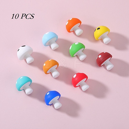 10Pcs 10 Colors Mushroom Silicone Focal Beads JX900A-01-1