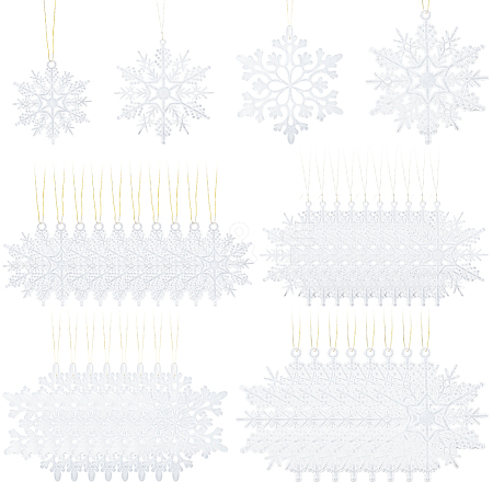 36Pcs Snowflake Plastic Pendant Decorations DIY-CP0013-33A-1