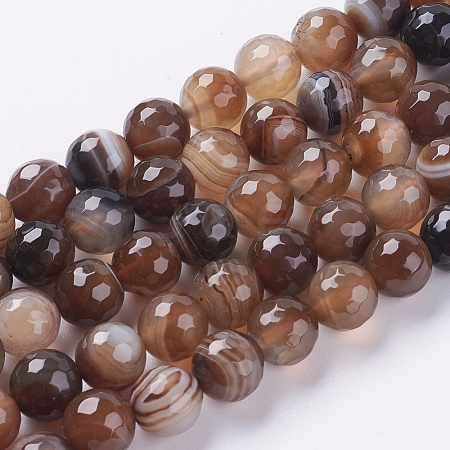 Natural Striped Agate/Banded Agate Beads Strands X-G-G581-10mm-11-1