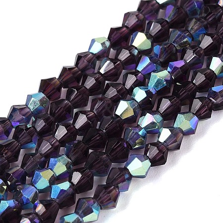 AB Color Plated Transparent Glass Beads Strands GLAA-G127-01R-1