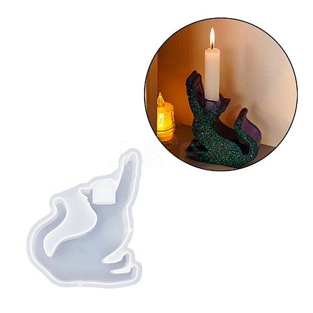 Lovely Cat Shape Candlestick Silhouette Silicone Molds SIMO-C010-01A-1