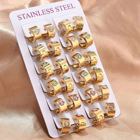 201 Stainless Steel Wide Huggie Hoop Earrings EJEW-D354-14G-1
