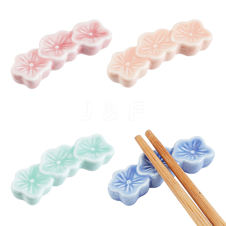 CHGCRAFT 4Pcs 4 Colors Porcelain Chopsticks Stand DJEW-CA0001-23-1