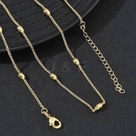 Brass Oval Twisted Chain Necklaces for Women KK-CBA2293-14G-1
