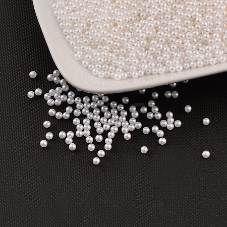 No Hole ABS Plastic Imitation Pearl Round Beads MACR-F033-3mm-24-1