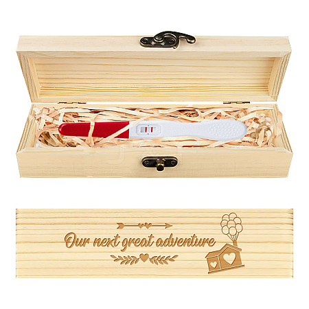 Rectangle Wooden Pregnancy Test Keepsake Box with Lock CON-WH0103-012-1