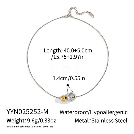 Minimalist 304 Stainless Steel Snake Chain Double Round Ball Pendant Necklaces for Women MF4676-3-1