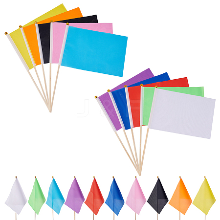 30Pcs 10 Colors Polyester & Plastic Flag AJEW-AR0005-24-1