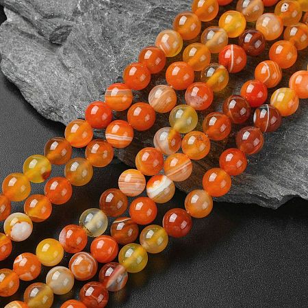 Natural Striped Agate/Banded Agate Beads Strands G-I254-03B-02-1