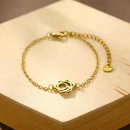 304 Stainless Steel Lotus Flower Link Bracelets WGA8E5A-02-1