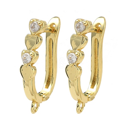 Heart Brass Micro Pave Clear Cubic Zirconia Earring Findings KK-D226-05G-1