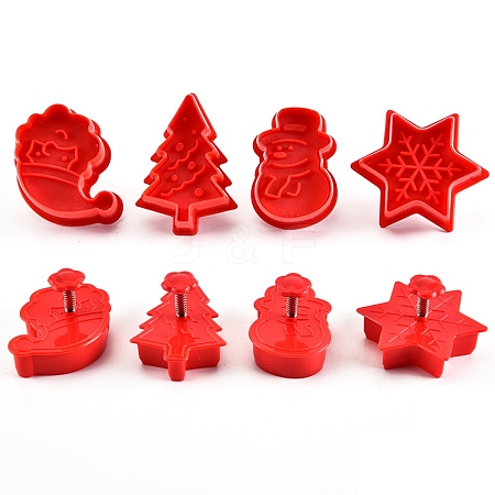 Christmas Themed Plastic Plastic Cookie Cutters BAKE-PW0007-023-1