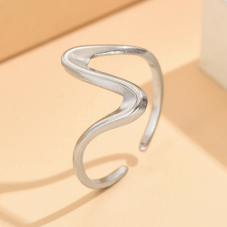 Wave 304 Stainless Steel Cuff Rings FS-WG0CC98-01-1