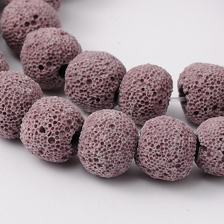 (Holiday Stock-Up Sale)Round Synthetic Lava Beads Strands G-N0116-10mm-16-1