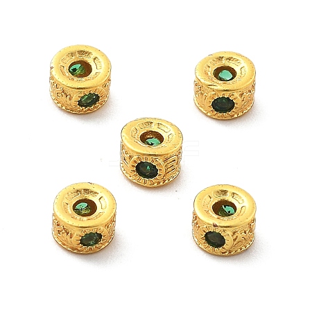 Brass Micro Pave Cubic Zirconia Beads KK-R216-11G-01-1