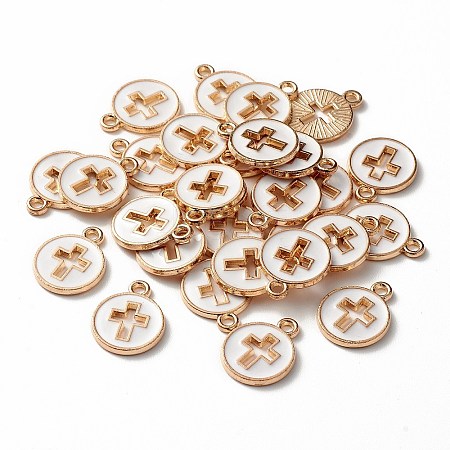 Light Gold Plated Alloy Enamel Pendants LS-ENAM-R136-18A-1