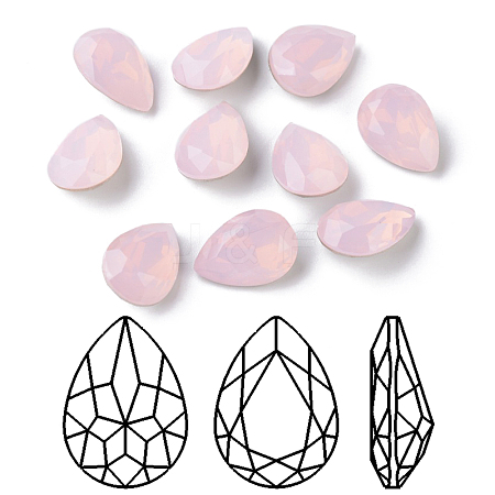 Faceted Teardrop K9 Glass Rhinestone Cabochons RGLA-I001-10x7mm-006-1