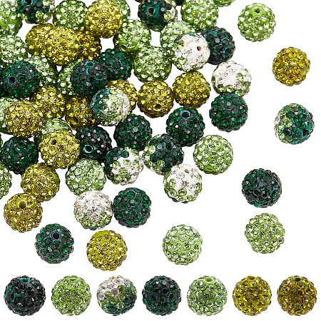   70Pcs 7 Colors Pave Disco Ball Beads RB-PH0001-34-1