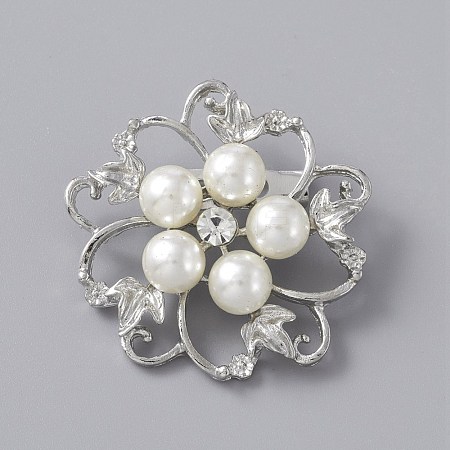 Exquisite ABS Plastic Pearl Flower Lapel Pin JEWB-WH0020-17P-1
