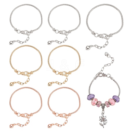 9Pcs 3 Style Brass European Style Bracelet Making MAK-SC0001-14-1