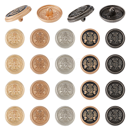 40Pcs 5 Styles 1-Hole Alloy Shank Buttons FIND-DC0005-77A-1