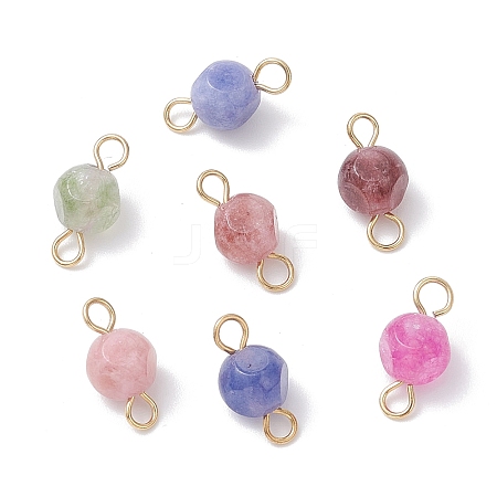 Natural Colorful Tourmaline Dice Connector Charms PALLOY-JF04323-02-1