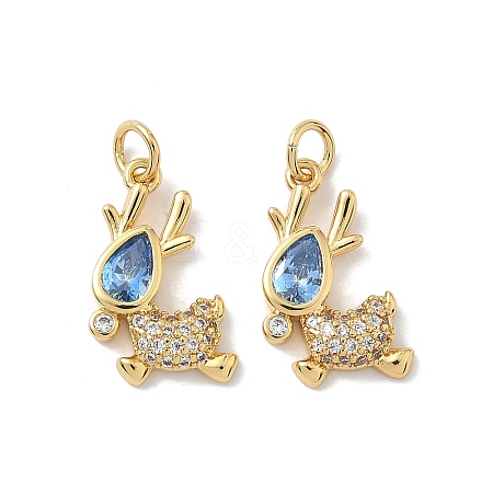 Brass Micro Pave Cubic Zirconia Pendants KK-P325-37G-1