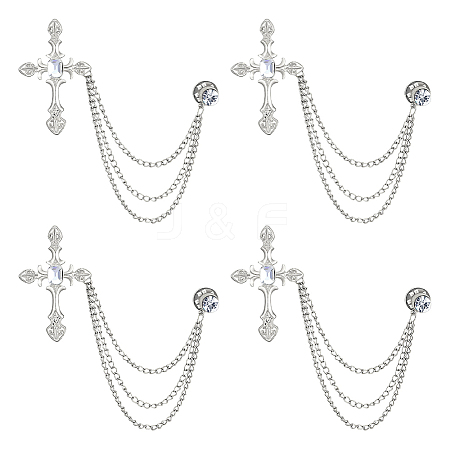 Cross Alloy Rhinestone Lapel Pin Backs JEWB-WH0051-057P-1