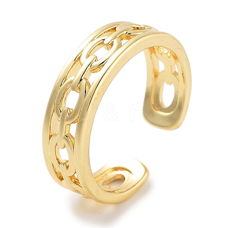 Rack Plating Brass Open Cuff Rings RJEW-Z059-08G-1