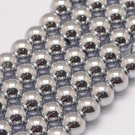 Grade AA Magnetic Synthetic Hematite Bead Strands G-P258-05-8mm-1