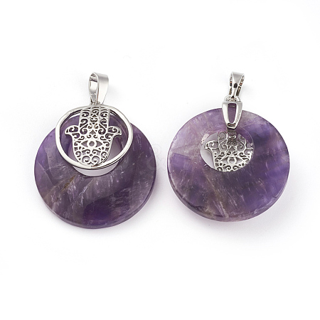 Natural Amethyst Pendants KK-F751-K-A11-1