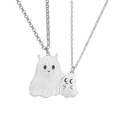 Halloween Alloy Ghost Pendant Couple Necklace Sets for Unisex WGE9DE0-01-1