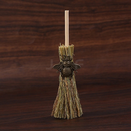 Mini Witch Wiccan Altar Broom with Alloy Charms PW-WGDD577-02-1