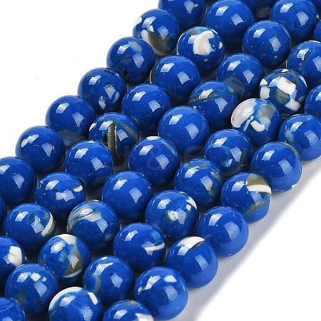 Assembled Synthetic Stone and Trochus Shell Beads Strands G-B128-08B-05-1